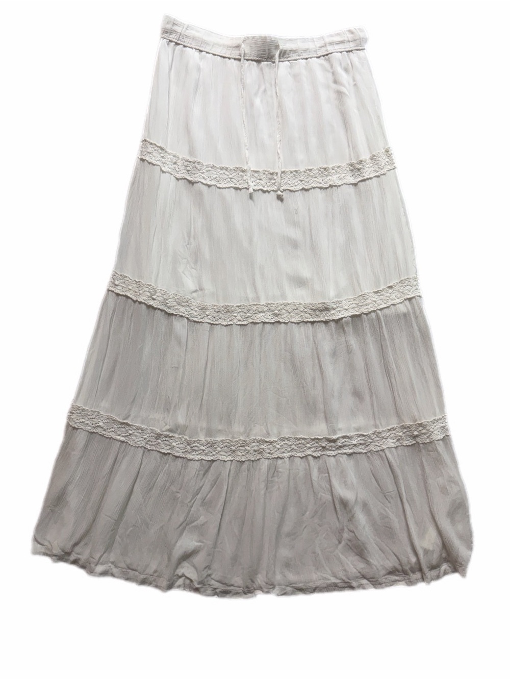Boho Peasant Maxi Skirt Ivory - Picture 3 of 10